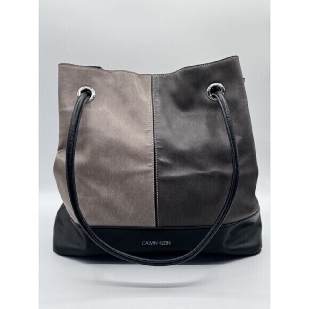 Calvin Klein Elaine Large Shoulder Tote Bag Purse Taupe Color Block